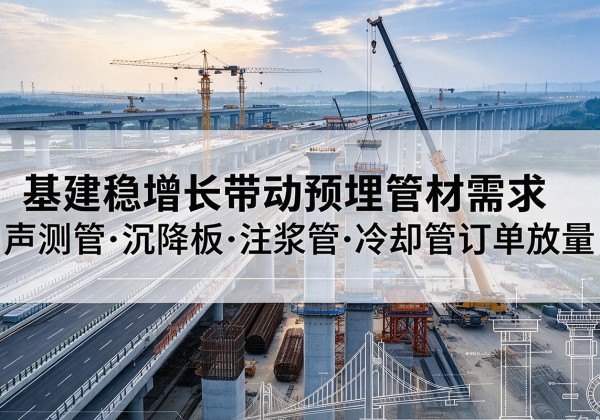 甘州基建稳增长带动预埋监测管材需求，声测管、沉降板、注浆管订单持续放量